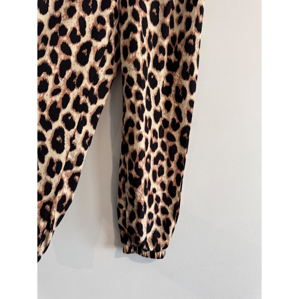 Emery Rose Leopard Print Jogger Pants Womens Medium Brown Elastic Waist Cuffs - Picture 2 of 4